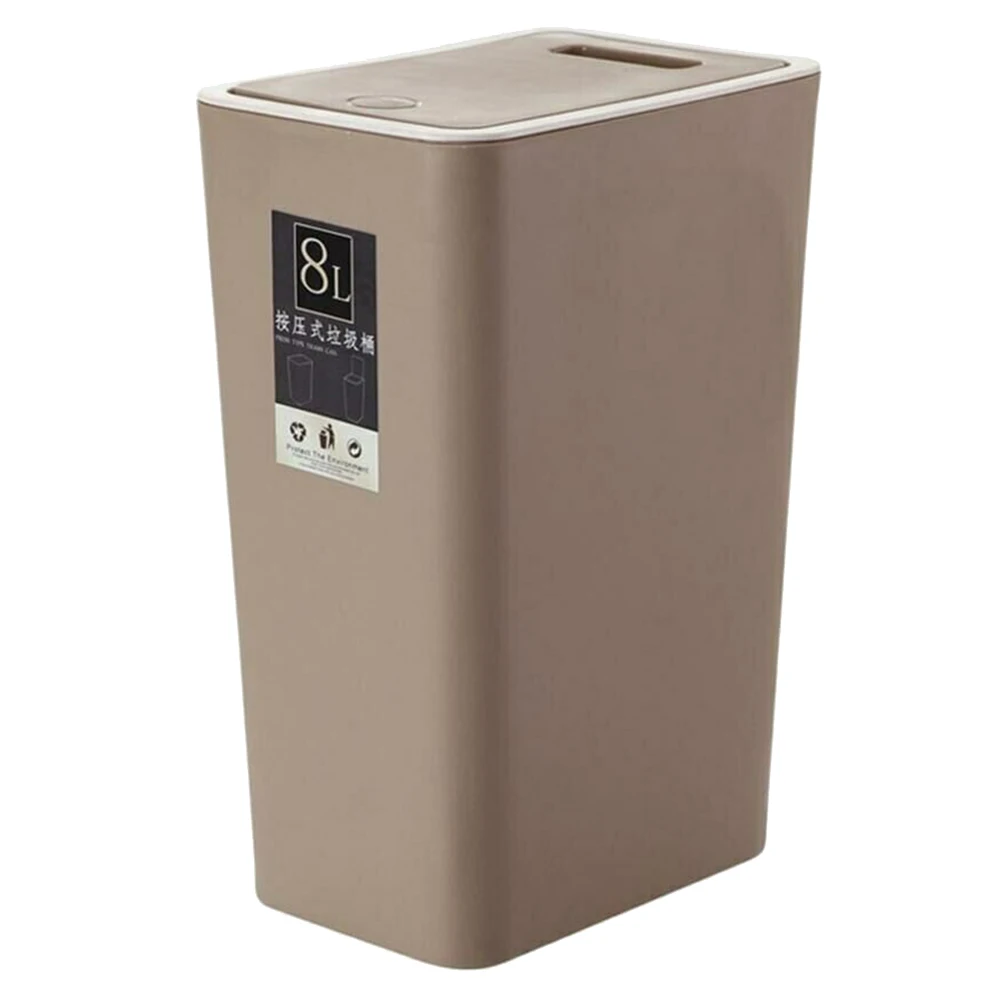 

8L Plastic Trash Can Pressing Cover Home Kitchen Office Waste Bin OCT998