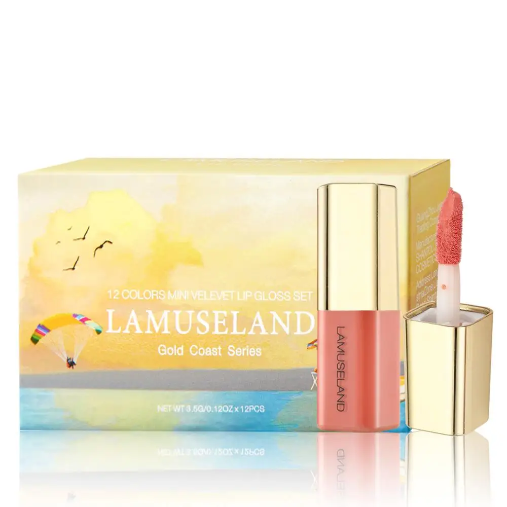 LAMUSELAND Gold Coast Series 12 шт./компл. бархатный Увлажняющий блеск для губ Набор