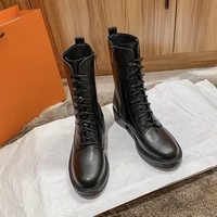 new slim and boots in autumn and winter 2020 womens thick heel black versatile short boots handsome motorcycle