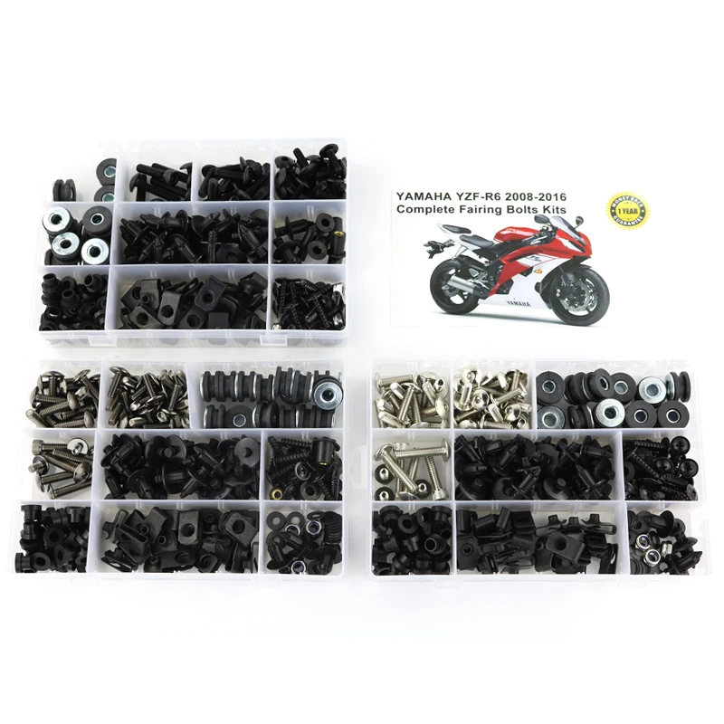 Tornillos de carenado completo para motocicleta Yamaha, Kit de arandelas, Clips de sujeción, tuercas de acero, para YZF R6 YZF-R6 2008-2016