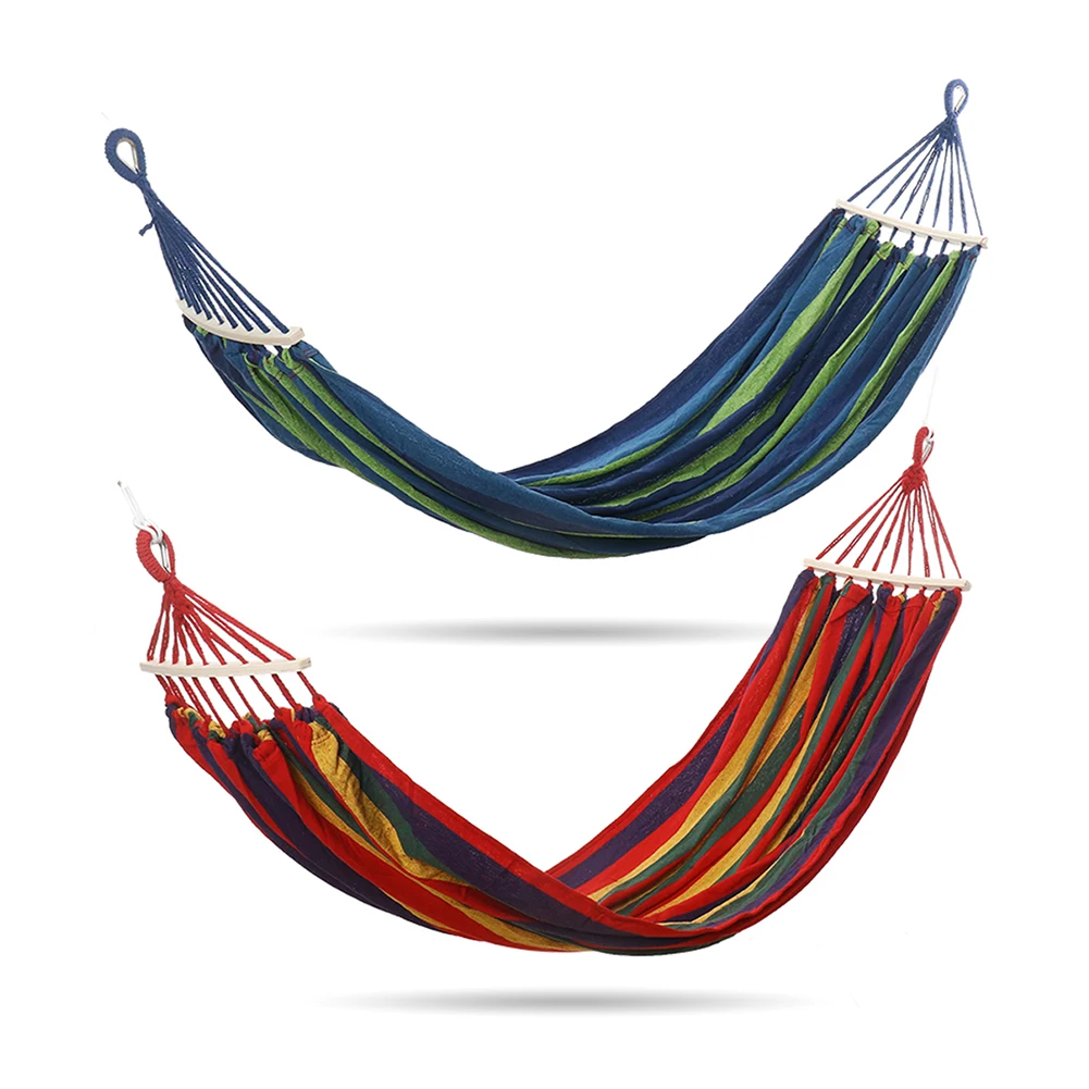 

Portable Camping Hammock Leisure Hammock Indoor Outdoor Travel Chair Swing Garden Terrace Leisure Stripe Hammock Hanging Bed