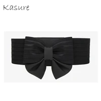 kasure high elastic wide waist belt for women girls big bow waistband female coat dress accessories