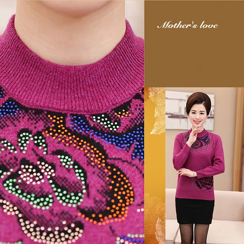 

New Women Pullover Autumn And Winter Sweater Loose Long-sleeve Knitted Sweater Middle-aged Casual Shirt Sweater Knitwear Tops