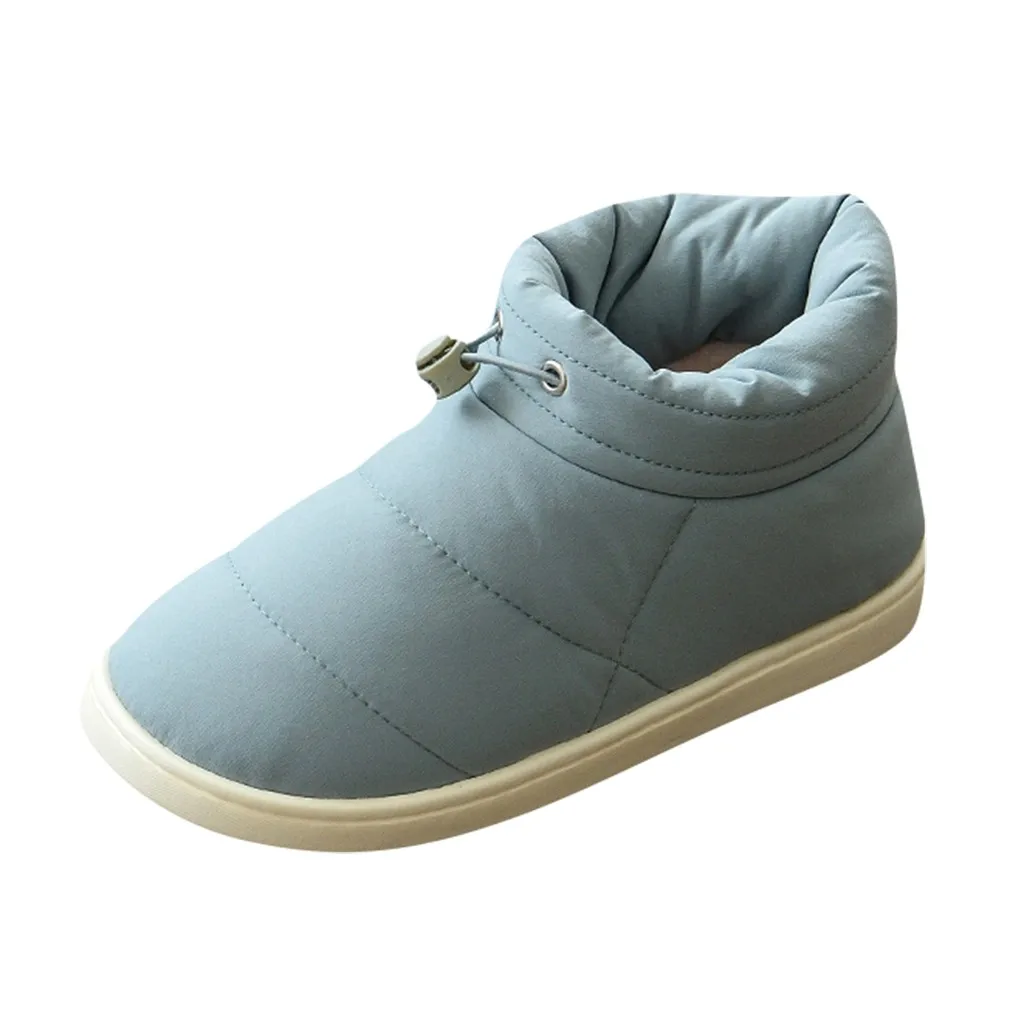 Женские зимние теплые Нескользящие хлопковые однотонные домашние тапочки с