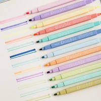 12pcs double color highlighter pen set dual side bold fine tip fluorescent marker liner drawing pens office school art a6797