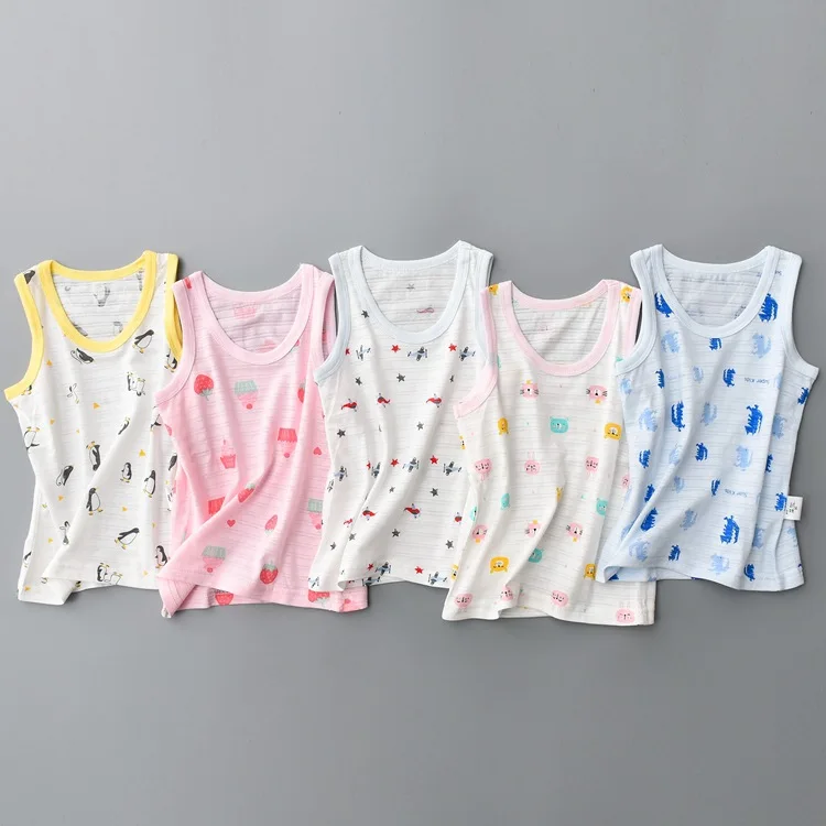 Летний унисекс жилет милая одежда без рукавов для малышей вечерние хлопковые