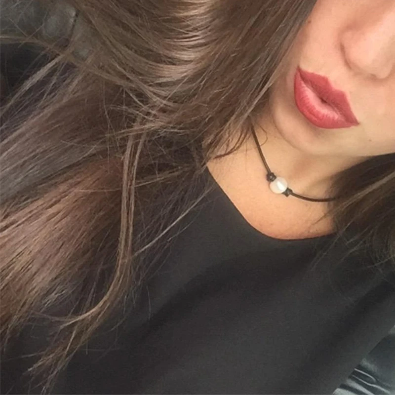 Жемчужное ожерелье-чокер для женщин кожаная искусственная кожа | Украшения и