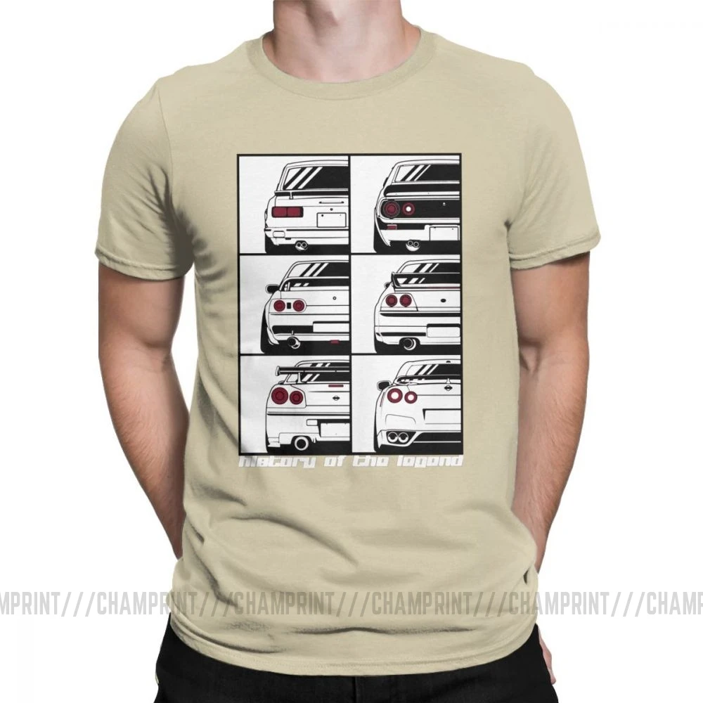 Мужские GTR Skyline история футболки автомобили моторы Japan JDM Datsun хлопковая одежда короткий рукав вырез лодочкой футболка большой размер футболки - Цвет: Хаки
