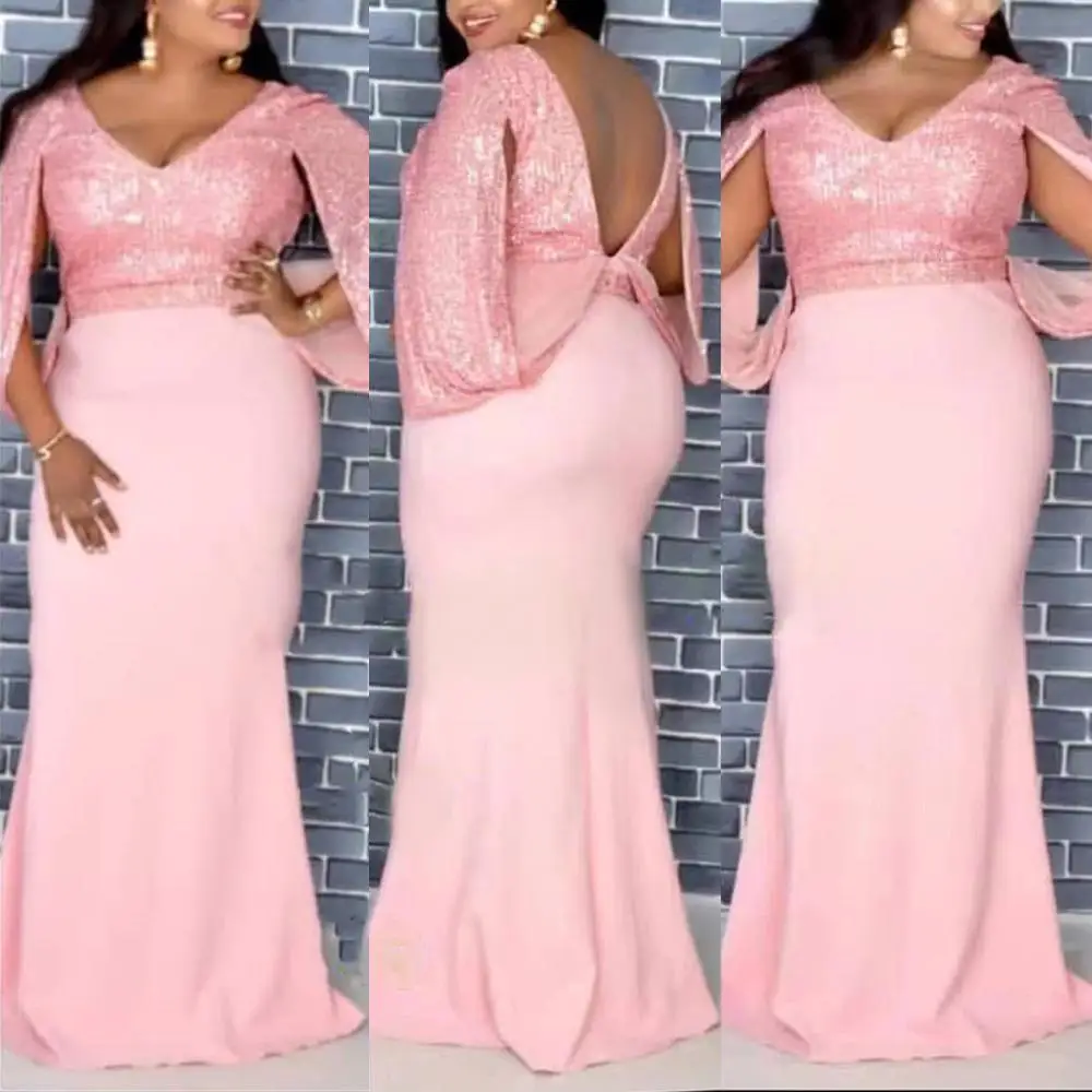 

New African Dress Women Floor Length Elegant Vestidos Femme Super High Quality Sequins Dashiki African Clothes Bazin Riche