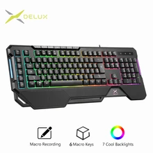 Delux K9600 RGB Backlight Gaming Keyboard 104 + 13 Keycaps Russian / Enlgish Layout Keypads with Palm Rest for Windows Gamer