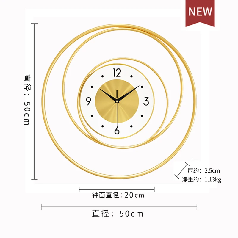

Round Gold Wall Clock Metal Elegant Personality Minimalist Wall Clock Modern Design Orologio Parete Wall Hanging Decor DK50WC
