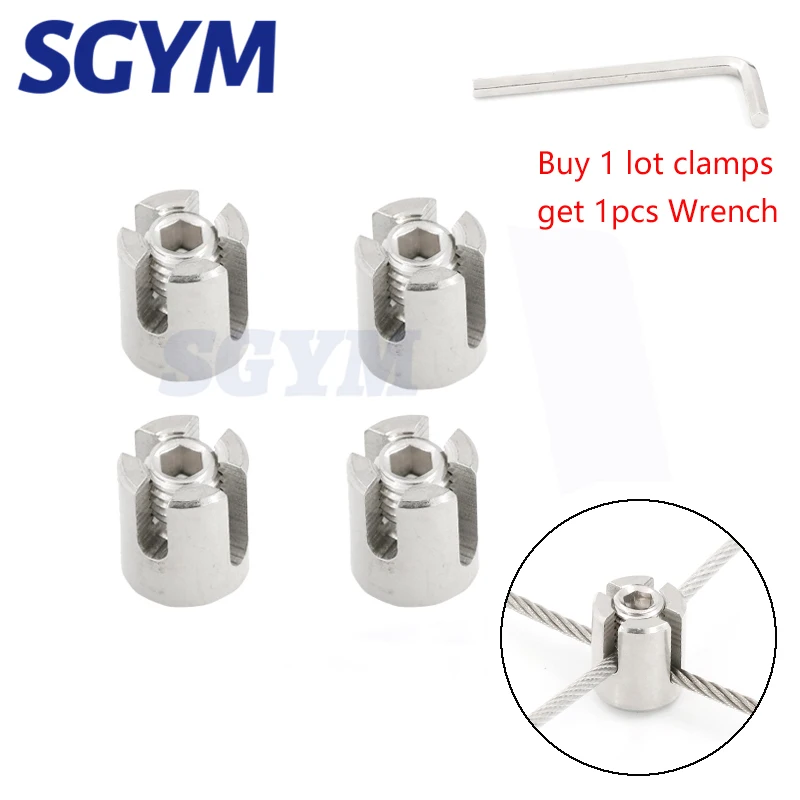 

4PCS 90 Degree angles Marine Grade Stainless Steel 316 Wire Rope Trellis Systems Green Wall Cross Clip Rope Clamp