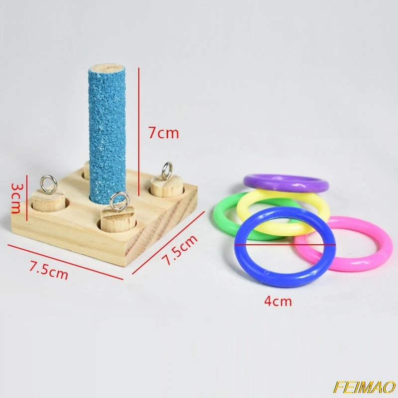 Деревянная платформа с птицами и попугаями пластиковые кольца развивающая
