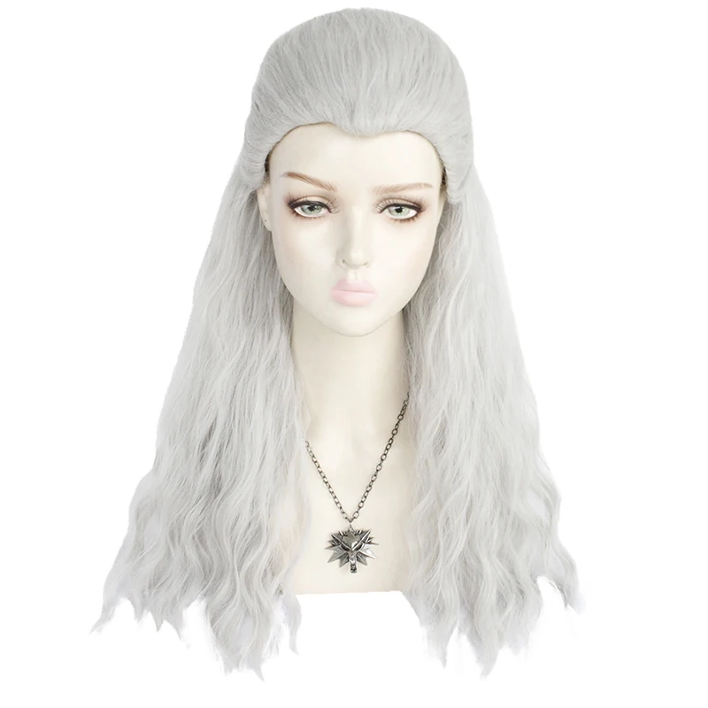 Мужские и женские серебристо белые парики для косплея Геральт ривии из игры