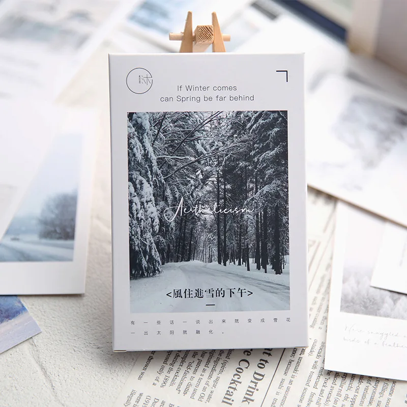 

Открытки зимние романтические со снежным пейзажем, 30 листов/набор, открытка с сообщением