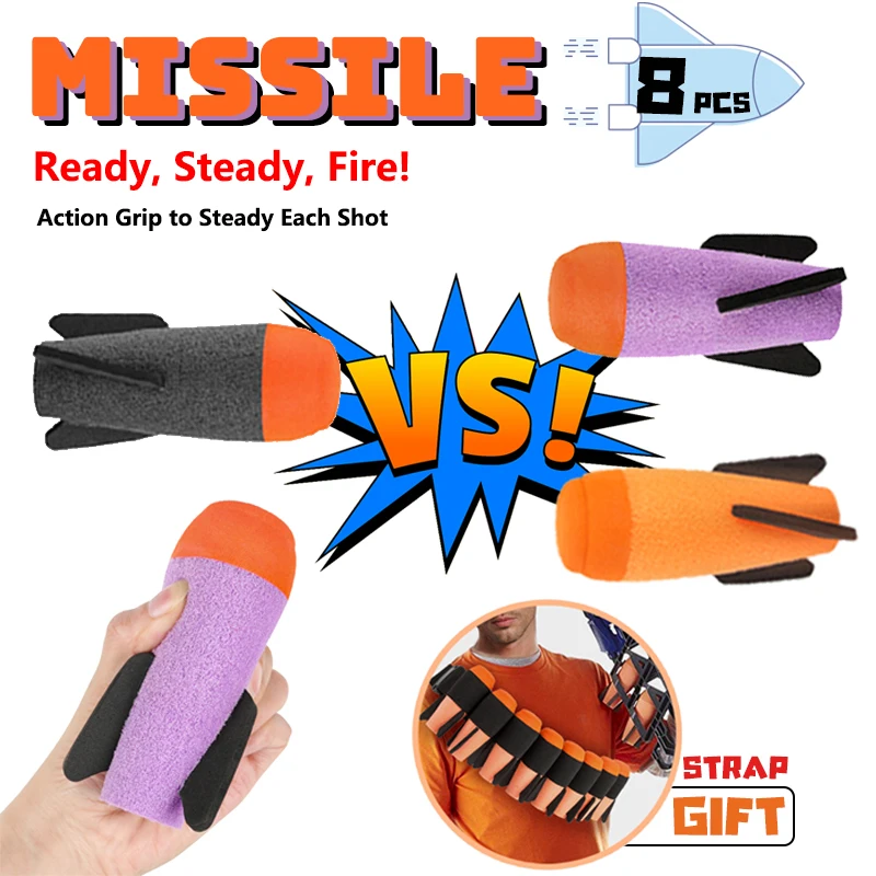 Мягкие ракетные дротики Nerf 8 шт. ремни для мягких ракет NERF N-Strike модуль бластера
