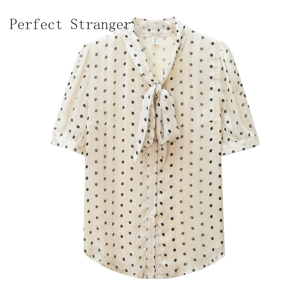 

2021 Summer New Arrival Hot Sale Bow Collar Short Sleeve Women Chiffon Blouse High Quality
