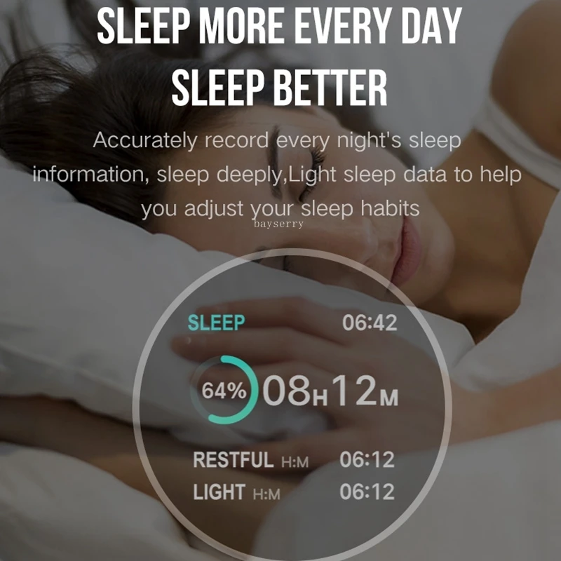 Умные часы BaySerry для мужчин, женщин и детей, спортивный фитнес браслет, синхронизируемый по Bluetooth смарт-часы на запястье для Android и IOS, аналог модели B57.
