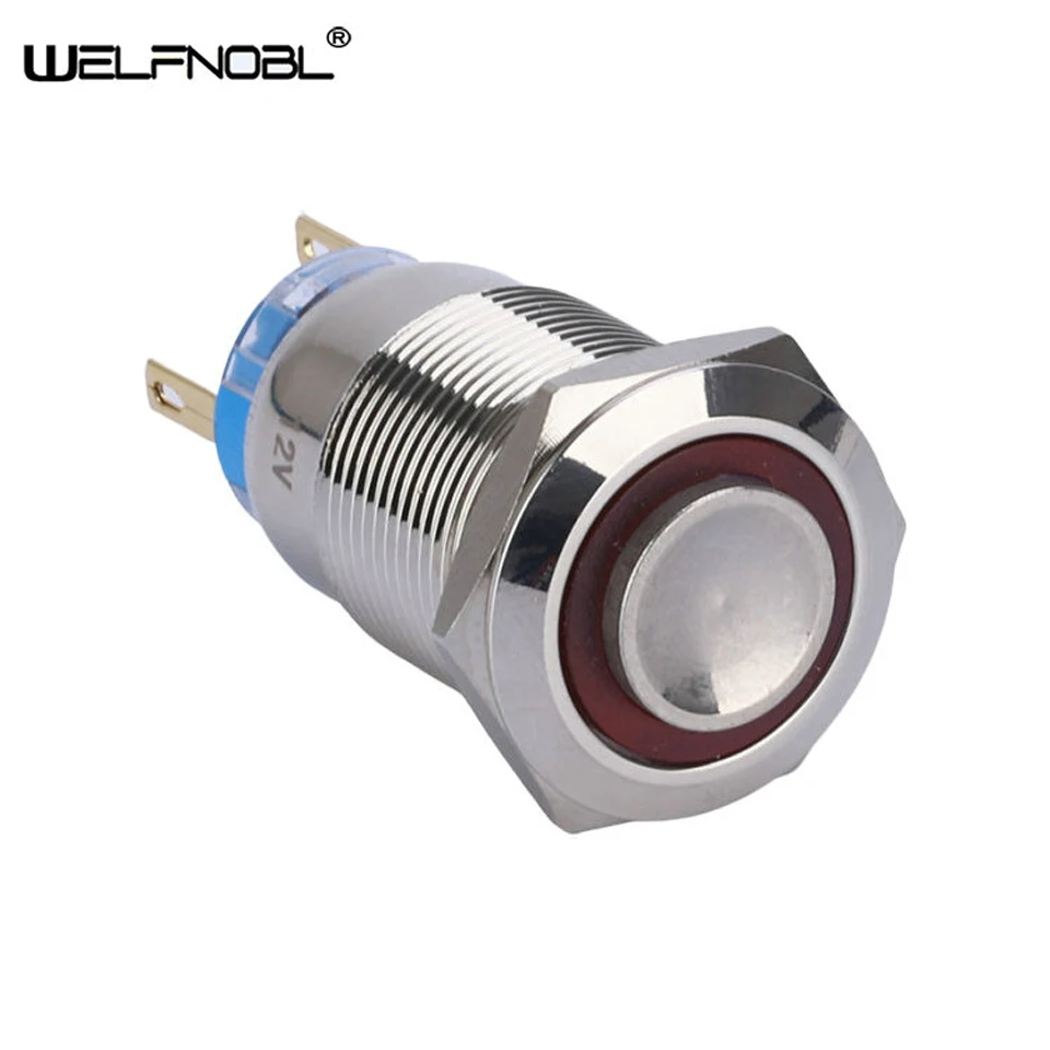 

Blue LED Light 19mm Waterproof Momentary Latching Power Logo 1NO1NC Reset Self-Locking Push button Switch