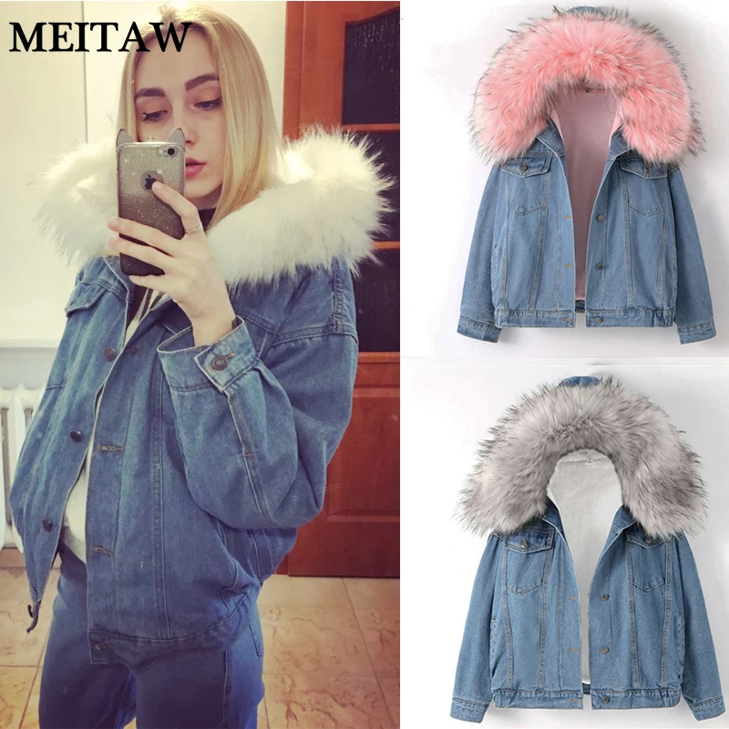 Новая зимняя женская джинсовая куртка бомбер 2019 Повседневная теплая парка с