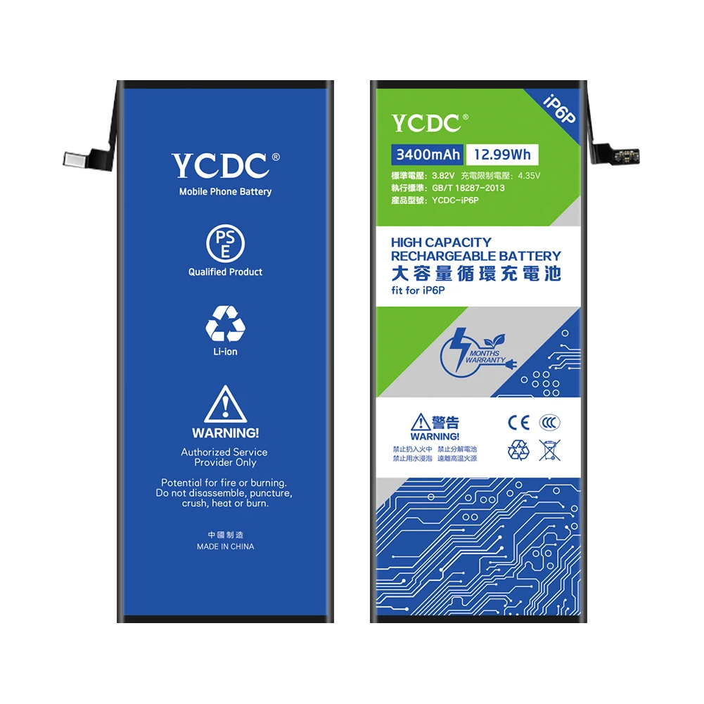 YCDC новый мобильный телефон батарея для Apple iPhone 6 Plus iPhone6 + 3400mAh Замена батареи 0 цикл