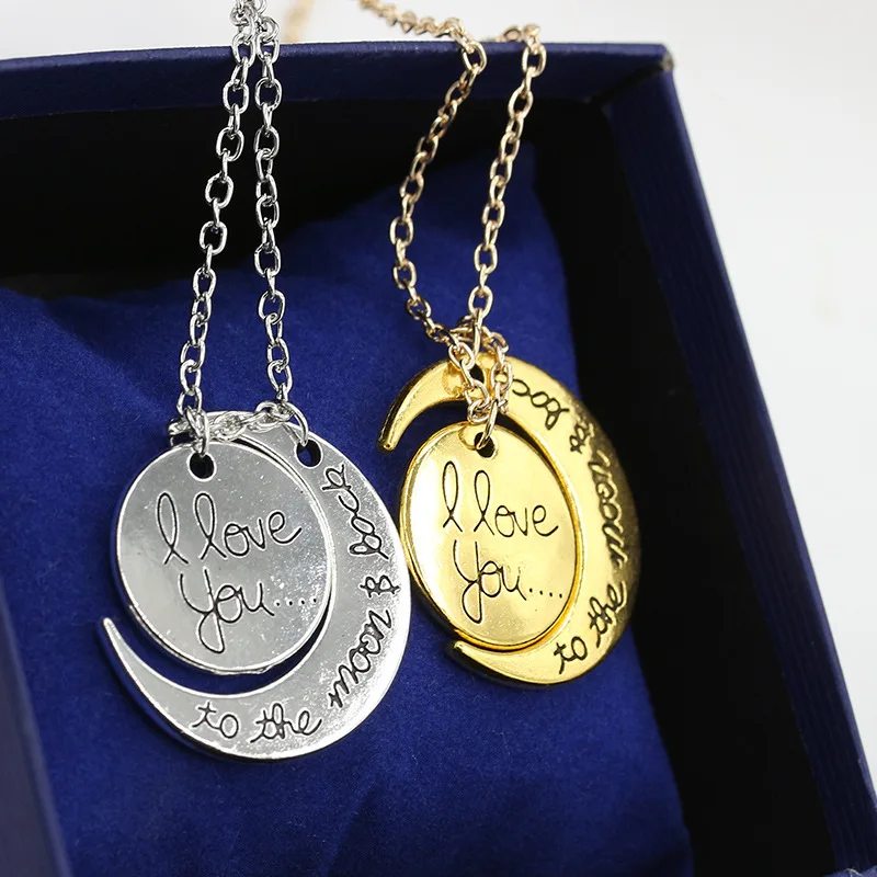 Новинка Трендовое ожерелье с подвеской в виде Луны буквой I Love You золотое