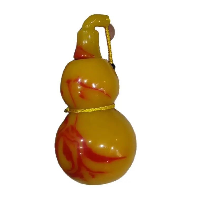 

China Hand Carved Yellow Jade Gobi Natural Jade Geomantic Jade Gourd