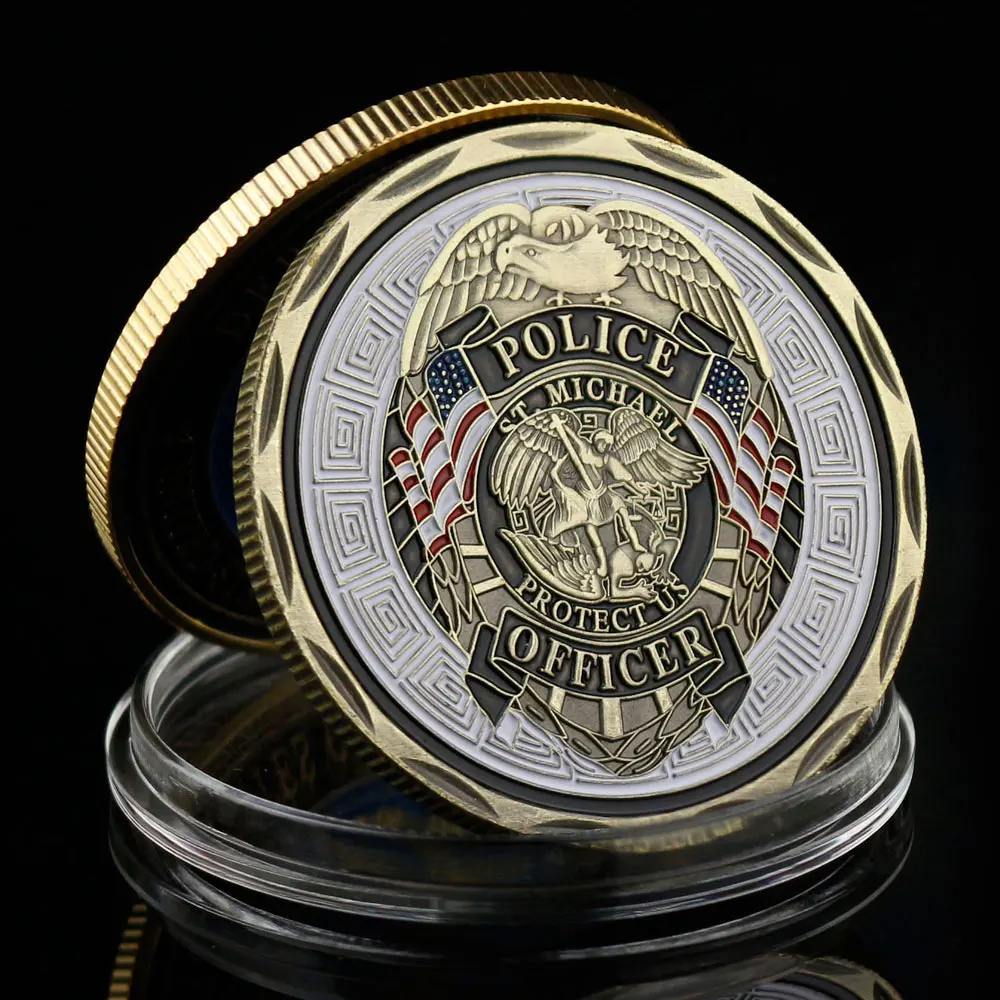 

Police Coin Officer Copper Plated Gift Patron Saint of Law Enforcement Collection Souvenir Gift Micheal Metal Commemorative Coin