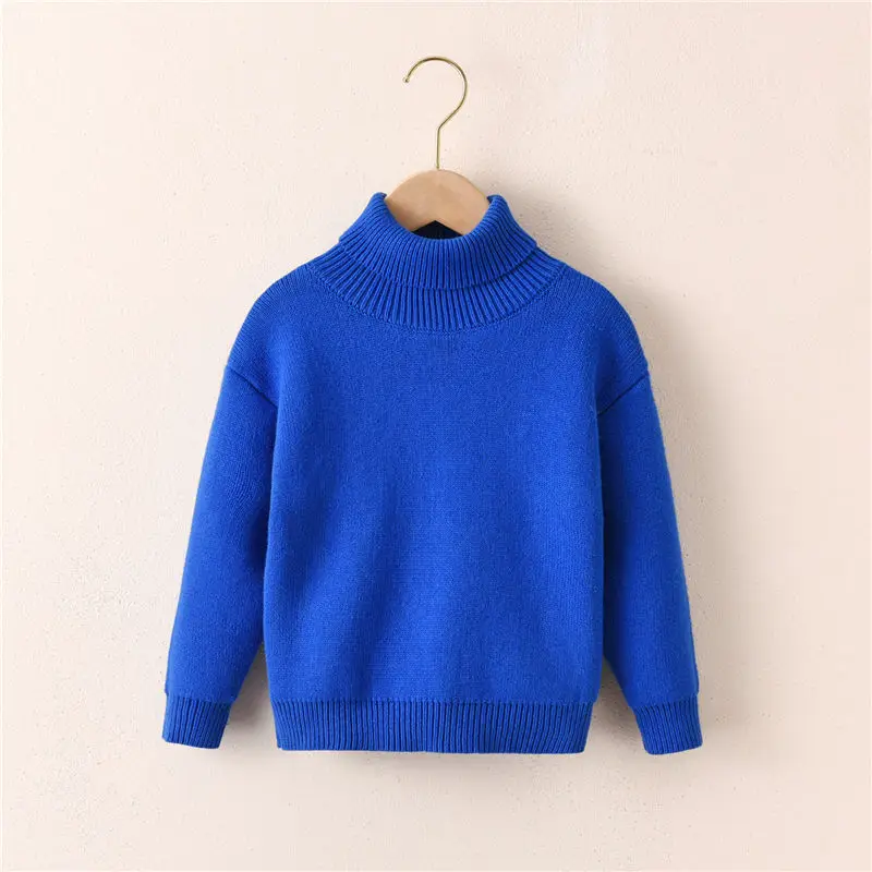 Children's Bottoming Shirt Autumn and Winter New Single-Layer Fleece-Lined Thick Sweater Turtleneck  Pullover Thermal Clothes