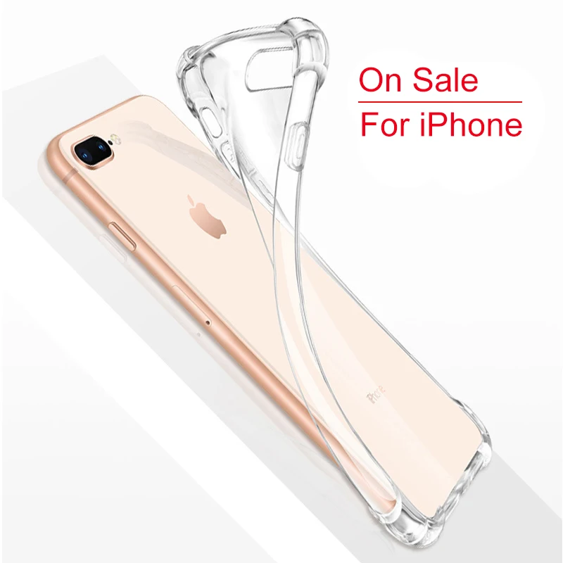 Прозрачный мягкий силиконовый чехол для iPhone XS MAX XR 7 8 Plus ударопрочный из ТПУ 5 5S 6 6s|