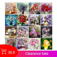 gatyztory 60x75cm frame diy painting by numbers flower picture by number kits handmade diy gift home living room decor craft