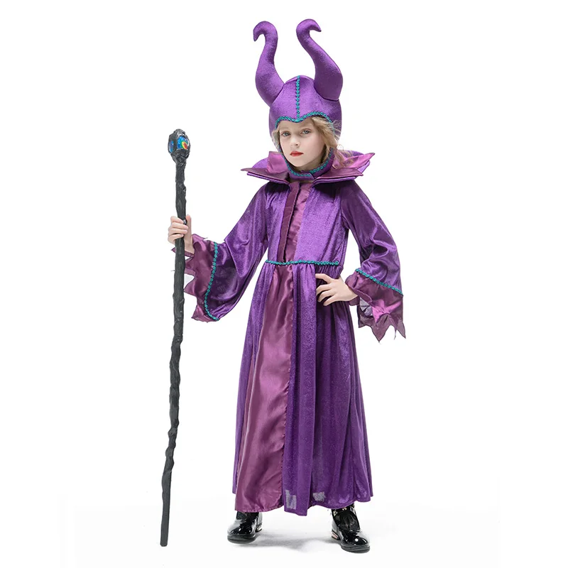 Movie Maleficent Costume angelina Jolie Marlene Fiesen Evil witch Halloween Fantasia Party Fancy Dress Children Cosplay Outfit |