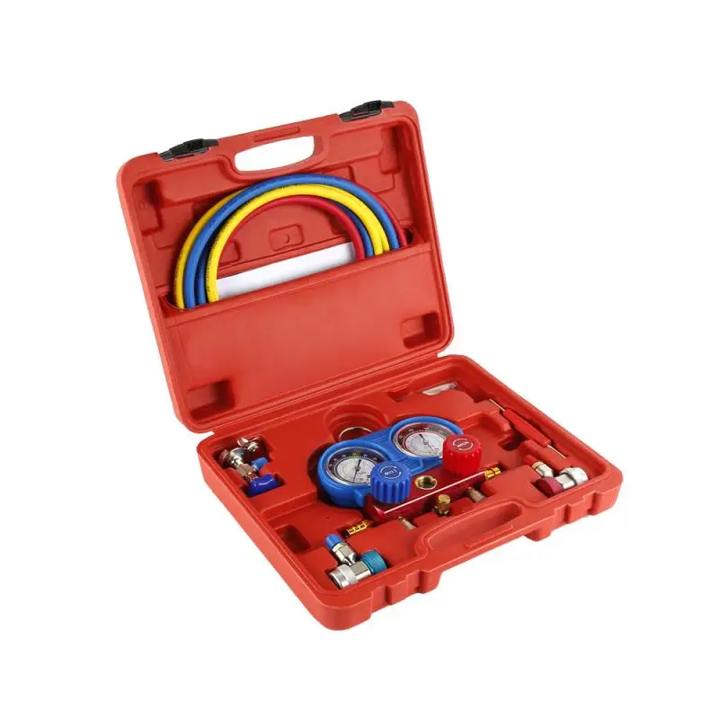 

Car Air Conditioning Pressure Manifold Gauge Hose Kit for R134A R12 R22 R502 Refrigerant Pressure Gauge Set with Storage Box