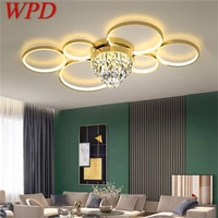 wpd round brass ceiling light modern creative luxury crystal lamp led fixtures decorative for home