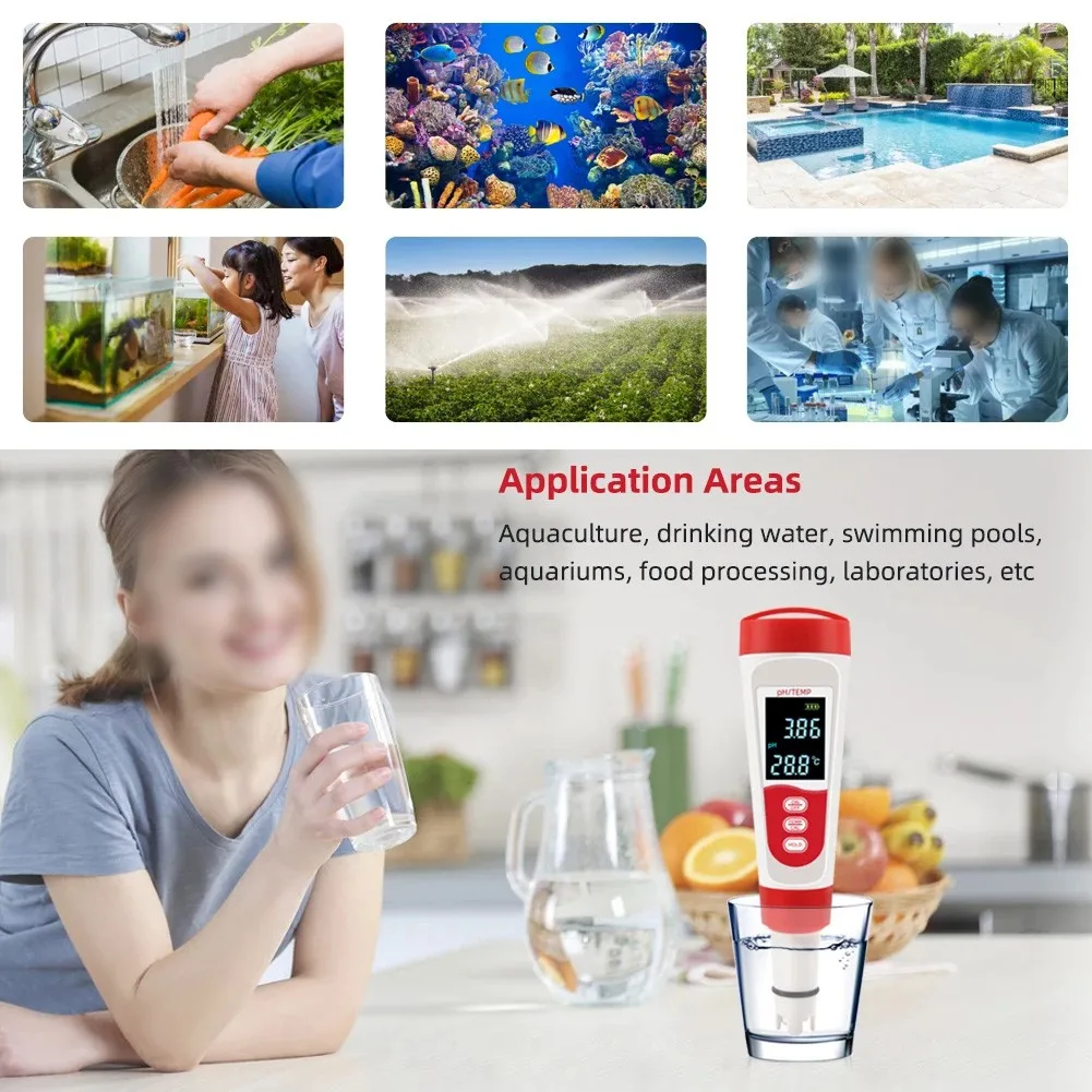 

Digital Ph Meter Pen Tester Water Quality Monitor Acidometer Detector Aquarium Pool Hydroponics Aquaculture Measuring Instrument