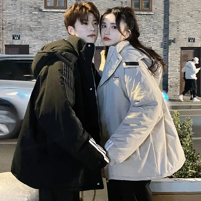 Brand New 2021 Thick Warm Men Winter Jacket Parka Casual Loose Harajuku Mens Oversized Parkas Coats Hooded Print  FashionClothes