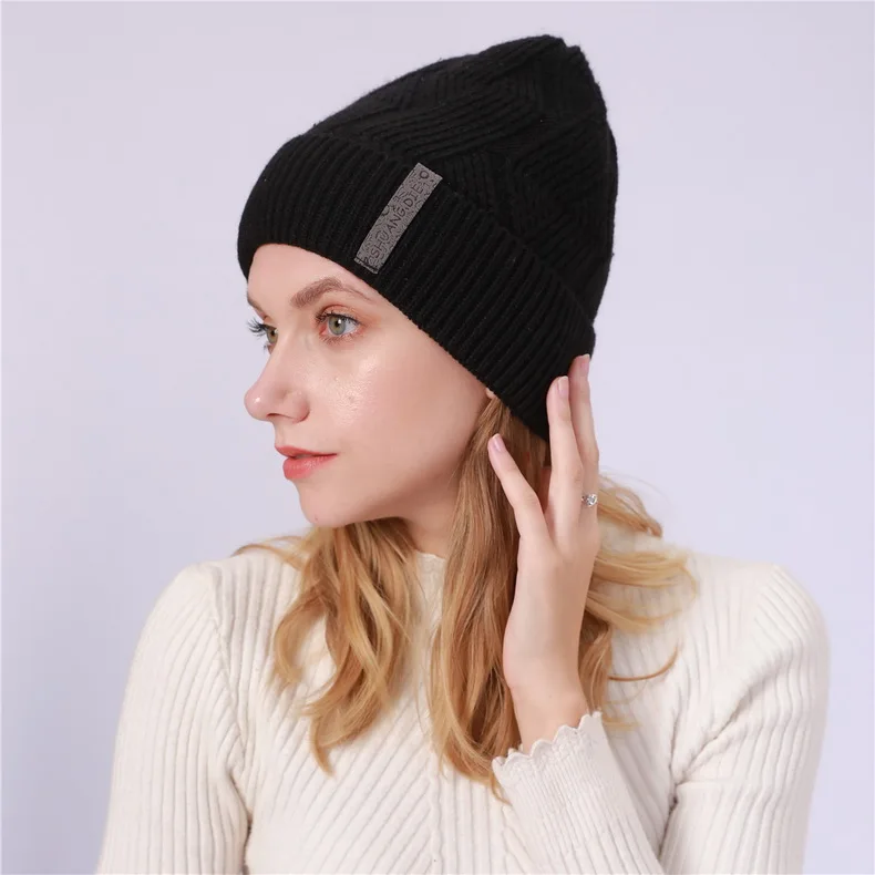 NUZADA брендовые зимние вязанные шапочки Skullies шапочки шапки s мужские женские шерстяные плюс бархатные со стразами шапка с наушниками уличные лыжные теплые шапки