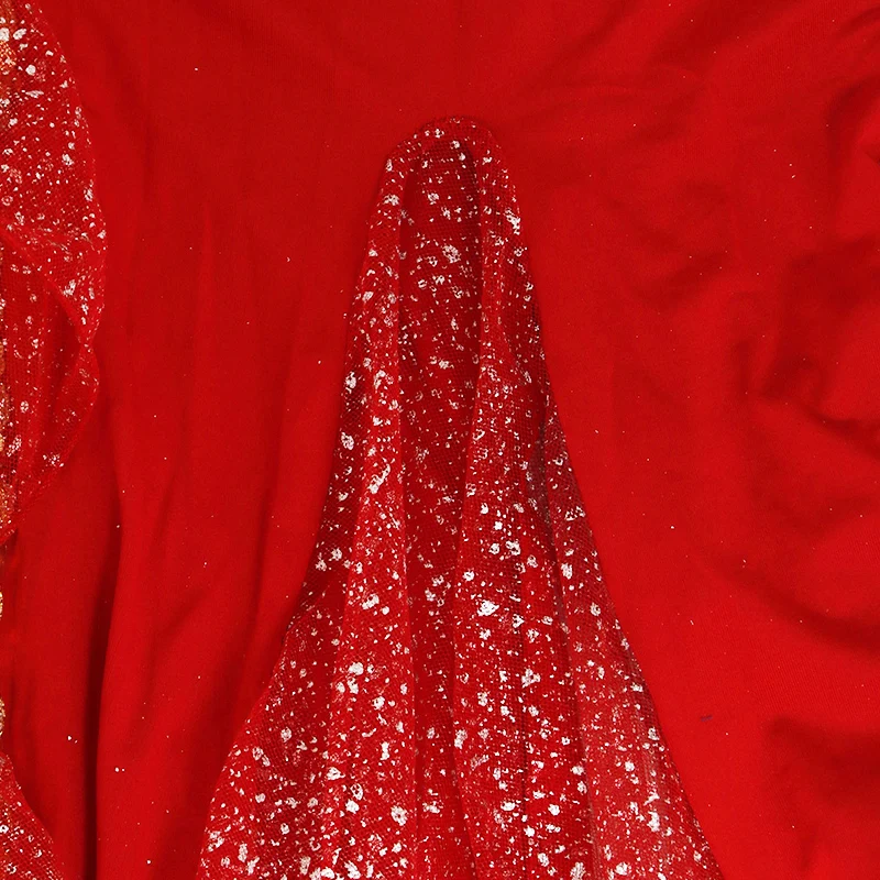 Женская юбка для танца живота красная с блестками модель DNV11827 | Тематическая