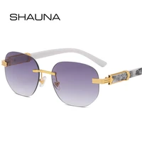 shauna retro rimless square sunglasses women fashion clear ocean gradient lens eyewear men pattern legs sun glasses shades uv400