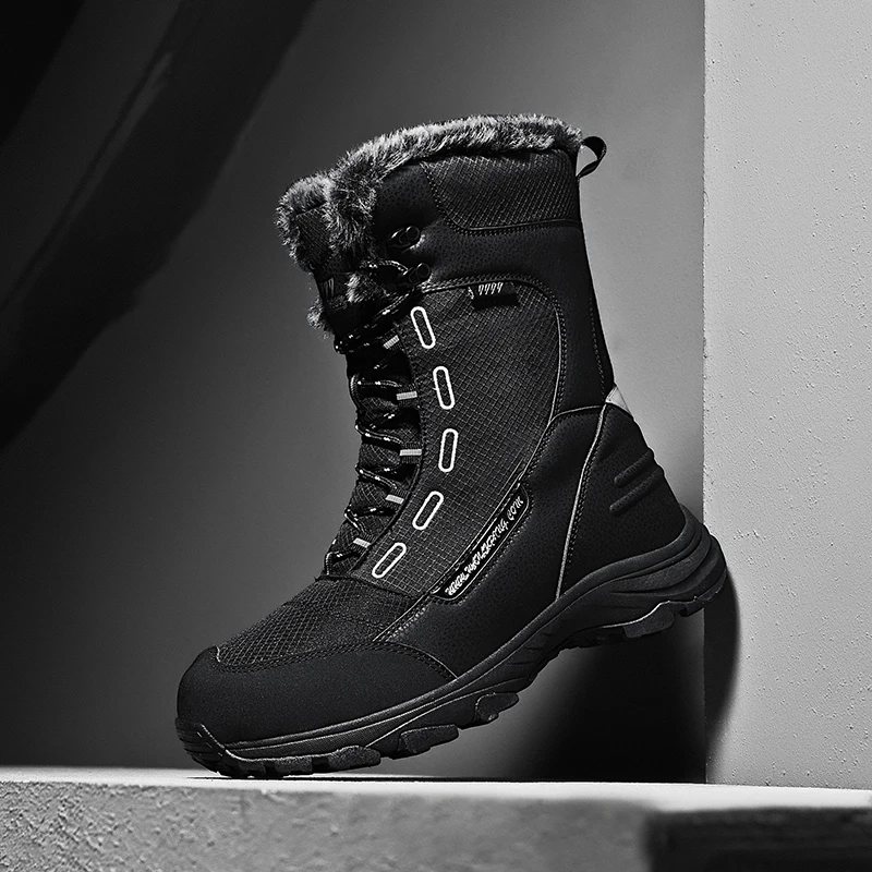 Мужские плюшевые теплые ботинки KATESEN модные удобные высокие сапоги уличные