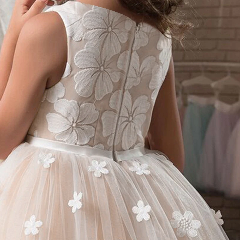 Fancy Flower Long Prom Gowns Teenagers Kids Dresses For Girls Children Party Dress Princess Bridesmaid Wedding Formal Costume | Детская