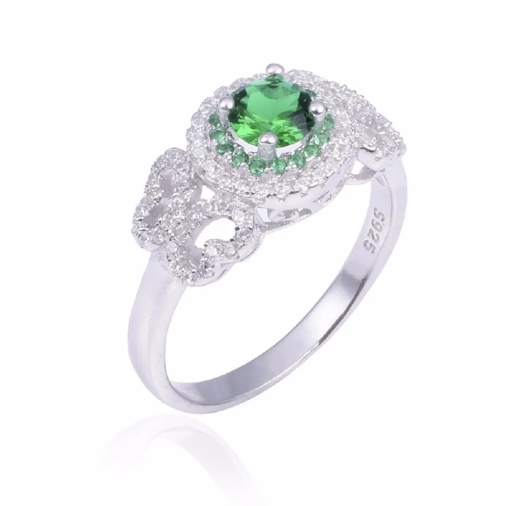 

Promotion!!! Real Solid 100% 925 Sterling Silver Wedding Rings Jewelry for Women natural green gemstone Engagement Ring sz 5-10