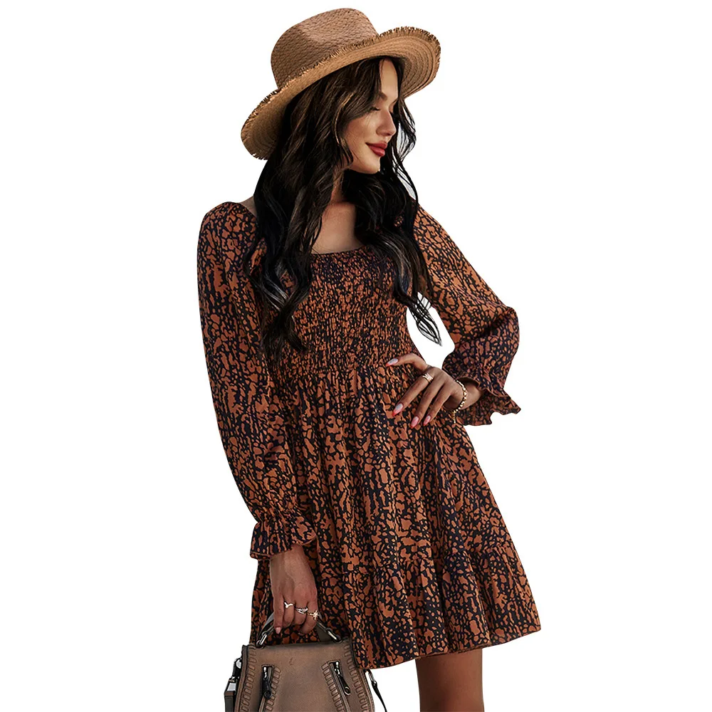 

Summer Dress Elegant Dresses for Women Female Clothing Exotic French Collar Woman 2021 Sundress Light Printed Women's Casual