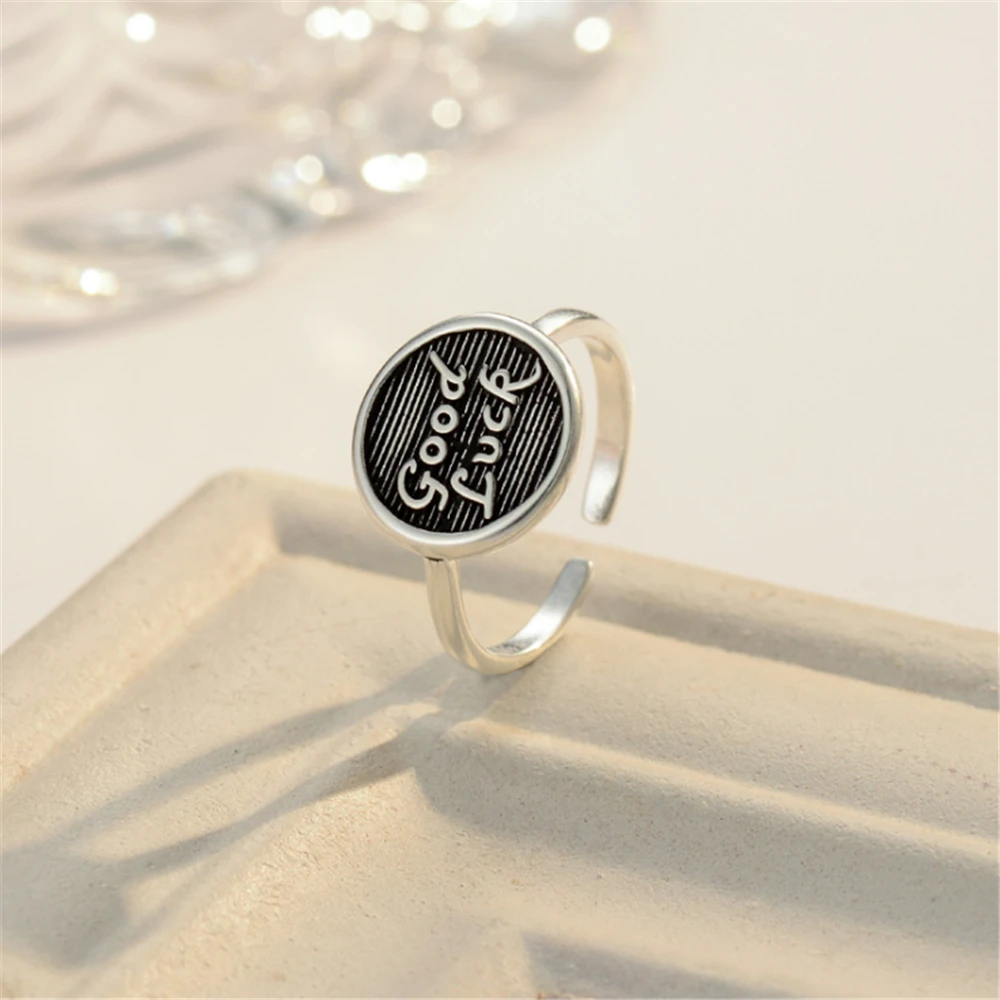 Оптовые винтажные Регулируемые кольца средней длины с буквами в стиле ретро для