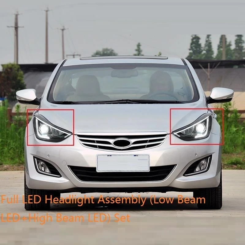Drl Automovil автозапчасти Cob Стайлинг светодиодные дневные ходовые боковые поворотники фары автомобильные фары в сборе для hyundai Elantra