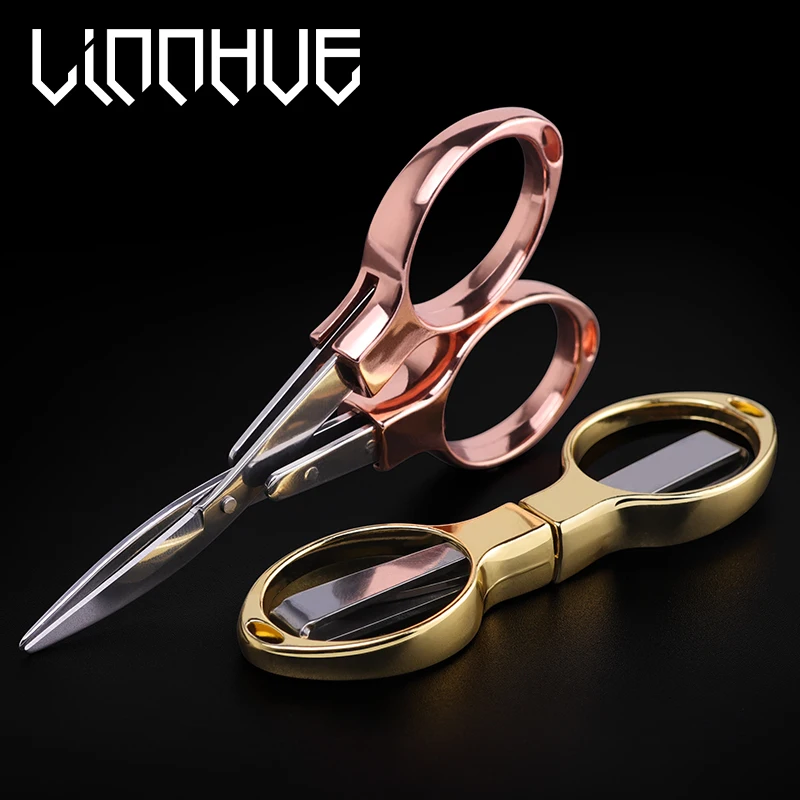 

LINNHUE Fishing Scissors Foldable Portable Aluminum alloy Sharp Cut PE Line Lead Gold Silver Multifunction ScissorS Fishing Tool