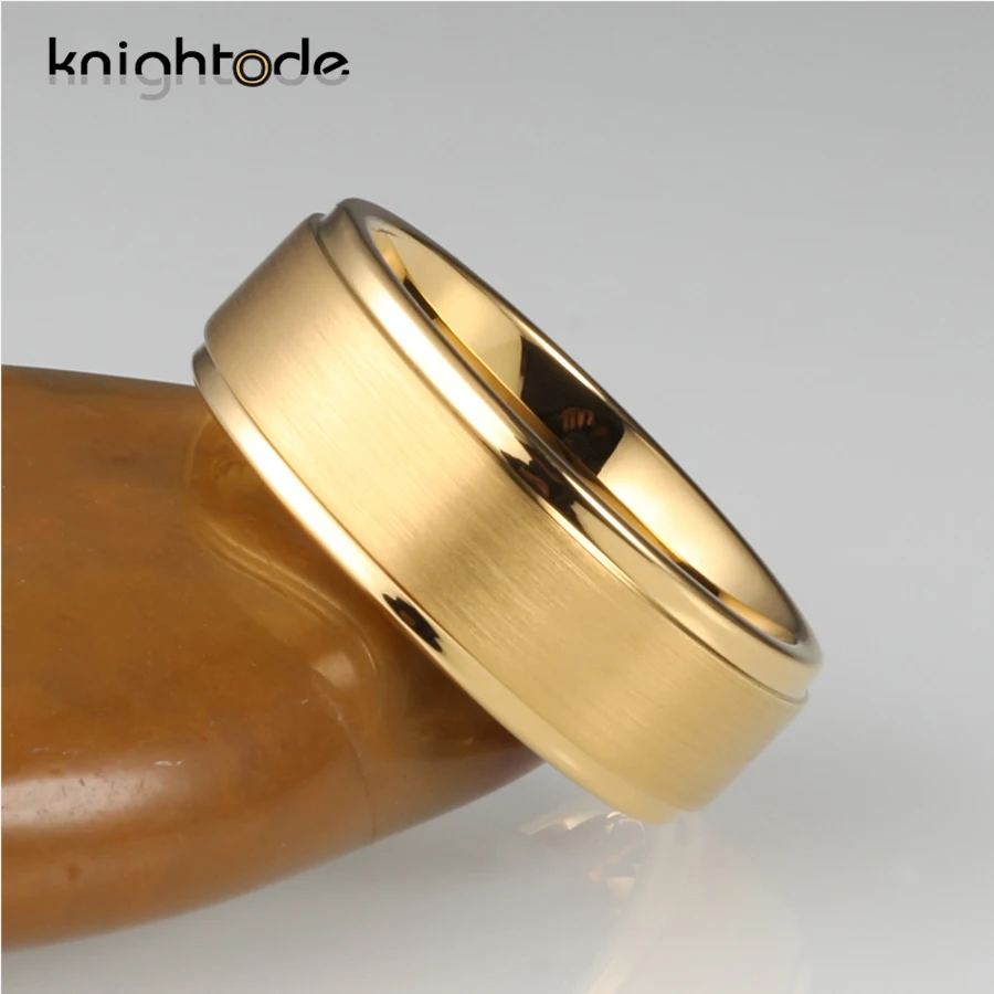 Классические Золотые вольфрамовые Свадебные Кольца 8 мм для мужчин и женщин