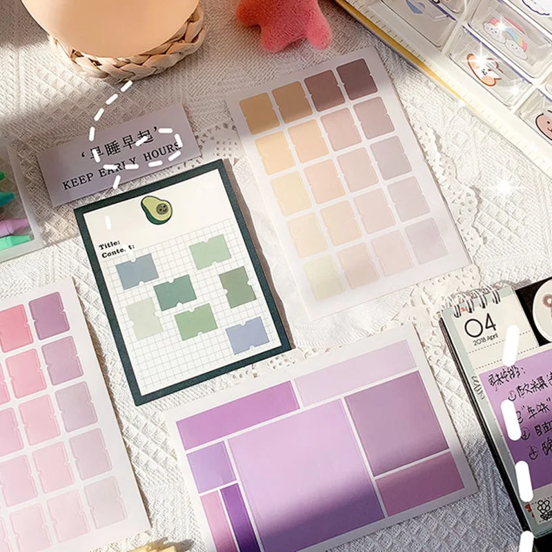 

Graduated Color Square Stickers for Bullet Journal Pure Color Index Sticker for Scrapbooking 10 sheets/lot