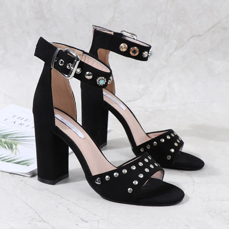 

Comfort Shoes for Women Luxury Sandals Large Size Block Heels 2021 Summer Suit Female Beige Fashion Big Chunky Closed Girls New