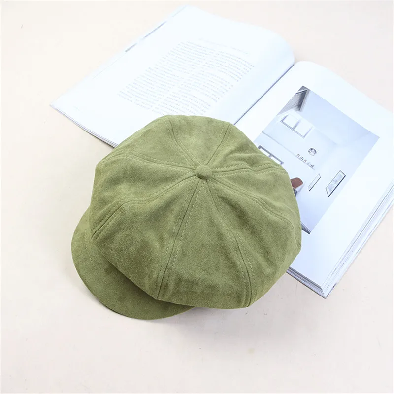 Осенне-зимний новый стиль однотонный берет на утином языке Повседневная